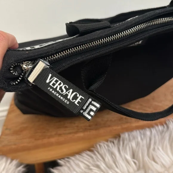 Versace Fragrances Black Canvas Bag Travel Handbag Tote - Picture 3 of 6